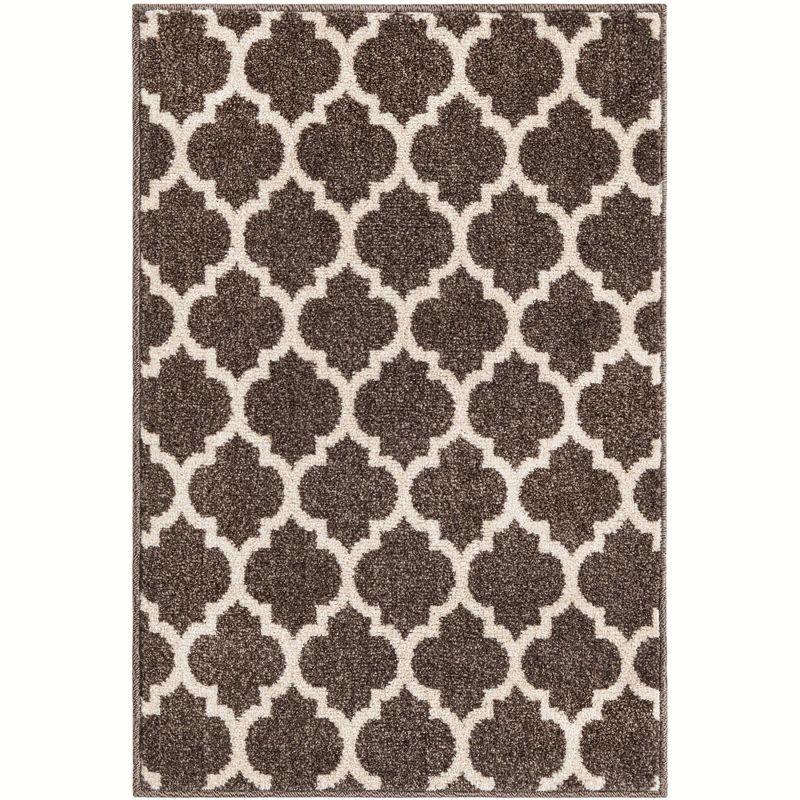 Elegant Brown Trellis 2'2" x 3'1" Rectangular Synthetic Area Rug