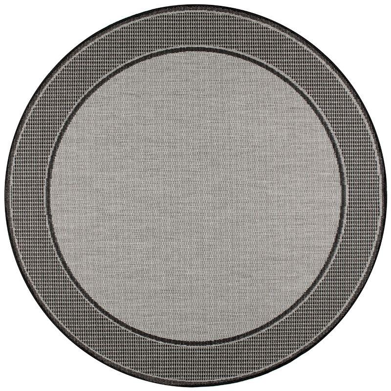 Nuloom Gris Bordered 6 Round Indoor/Outdoor Area Rug for Living Room Patio Deck Front Porch Kitchen, Grey/Black