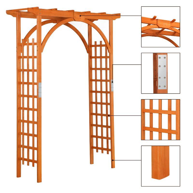 Yaheetech 7FT Wooden Garden Arbor, Natural Wood Brown