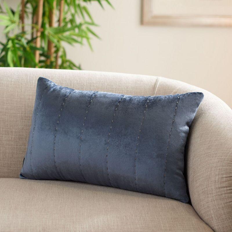 Gressa Blue Embroidered Rectangular Decorative Pillow