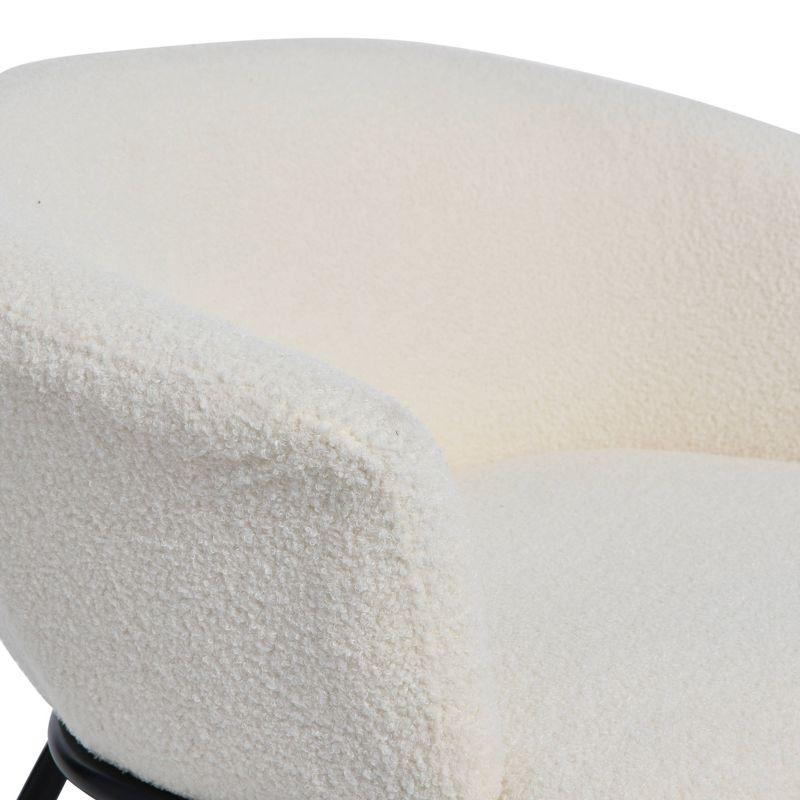 White Boucle Upholstered Metal Accent Arm Chair