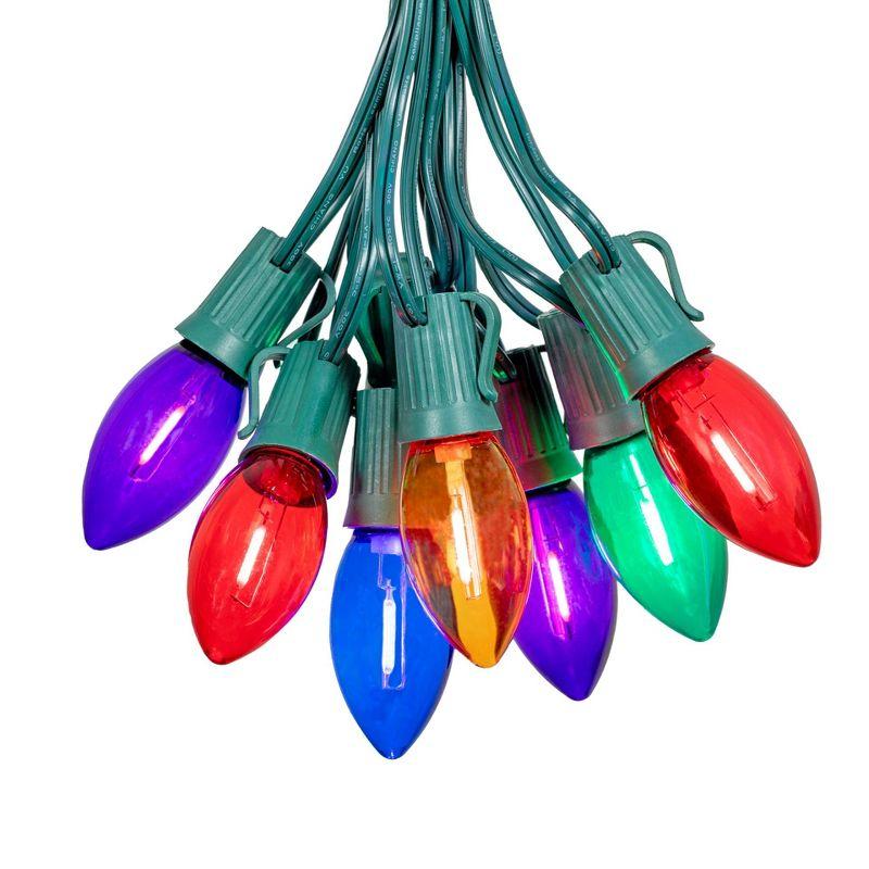 Novelty Lights C9 LED Christmas Multicolor Smooth Plastic Light Set, Green Wire (25 Bulbs, 25 Feet)