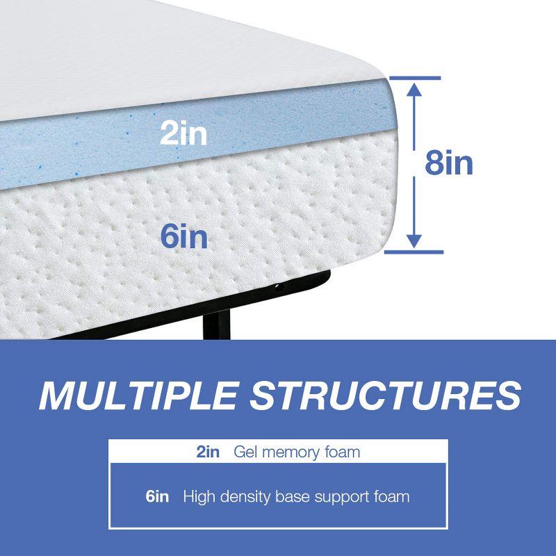 FDW 8 inch Mattress Gel Memory Foam Mattress for Cool Sleep & Pressure Relief/CertiPUR-US Certified/Bed-in-a-Box/Pressure Relieving