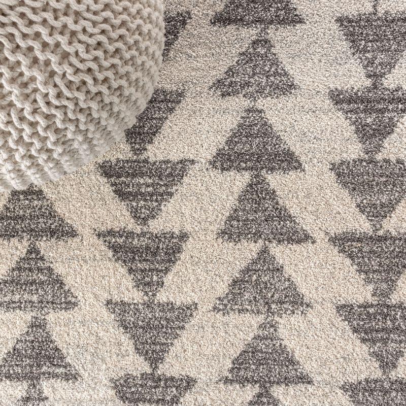 3'x5' Aisha Moroccan Triangle Geometric  Area Rug, Cream/Gray - JONATHAN Y