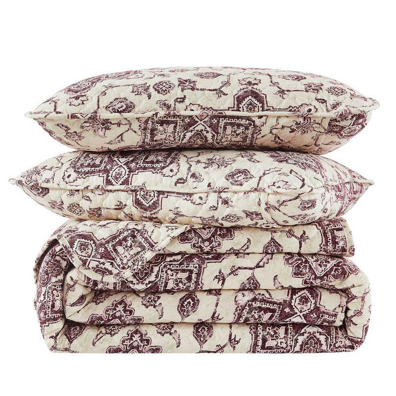 Southshore Fine Living Oversized Persia Lightweight 3-Piece Quilt Set Eggplant Full / Queen
