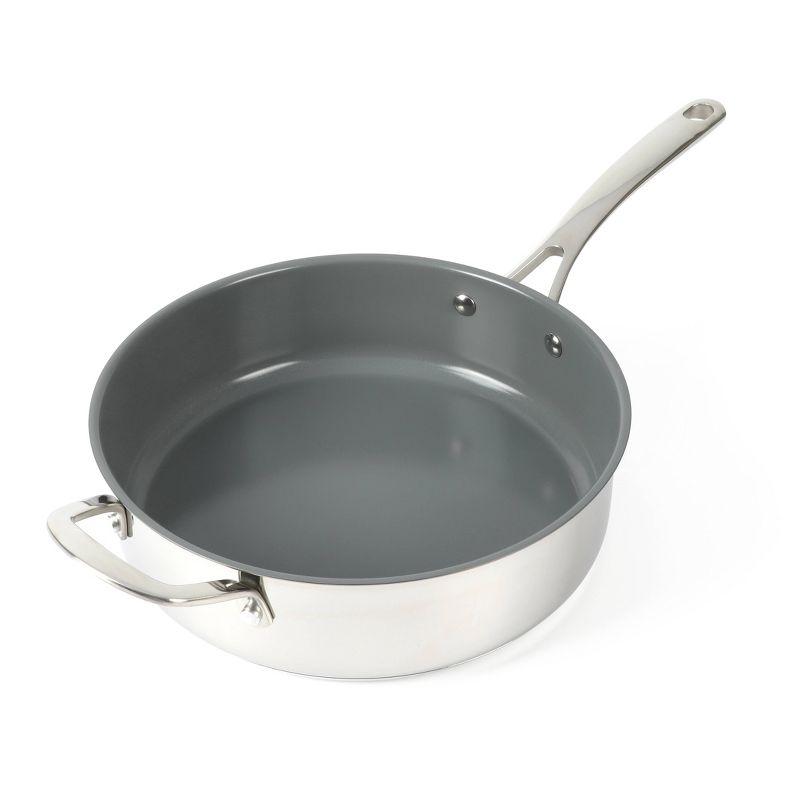 4-Quart Silver Stainless Steel Nonstick Saute Pan with Lid