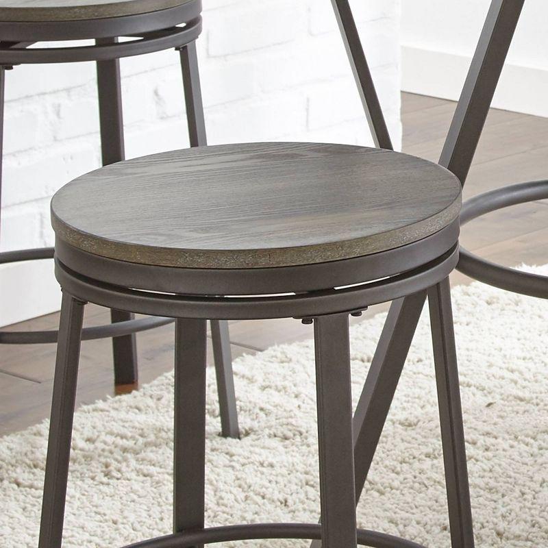 Set of 2 Portland Counter Height Barstool Gray - Steve Silver: Metal, Round, 24" Fixed Height