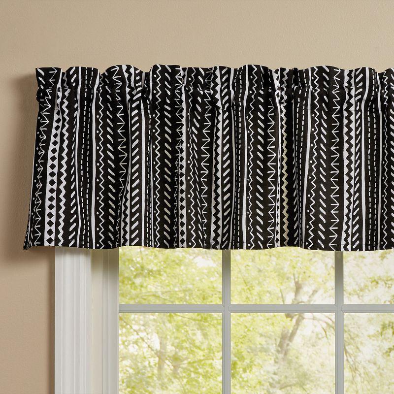 Black and White Geometric Stripe Rod Pocket Valance