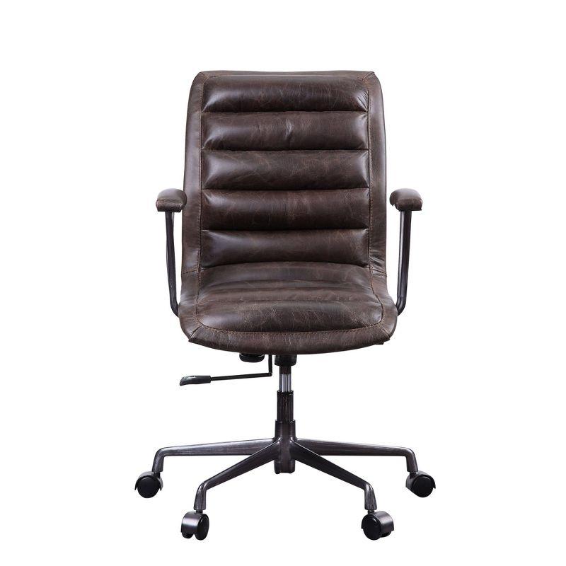 Distressed Brown Leather Executive Swivel Office Chair