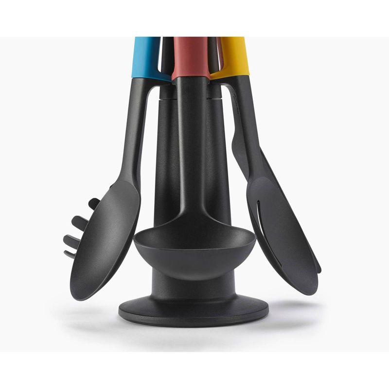 Joseph Joseph Elevate 6pc Stainless Steel Carousel Utensil Set: Silicone & Nylon Kitchen Utensils, Dishwasher-Safe