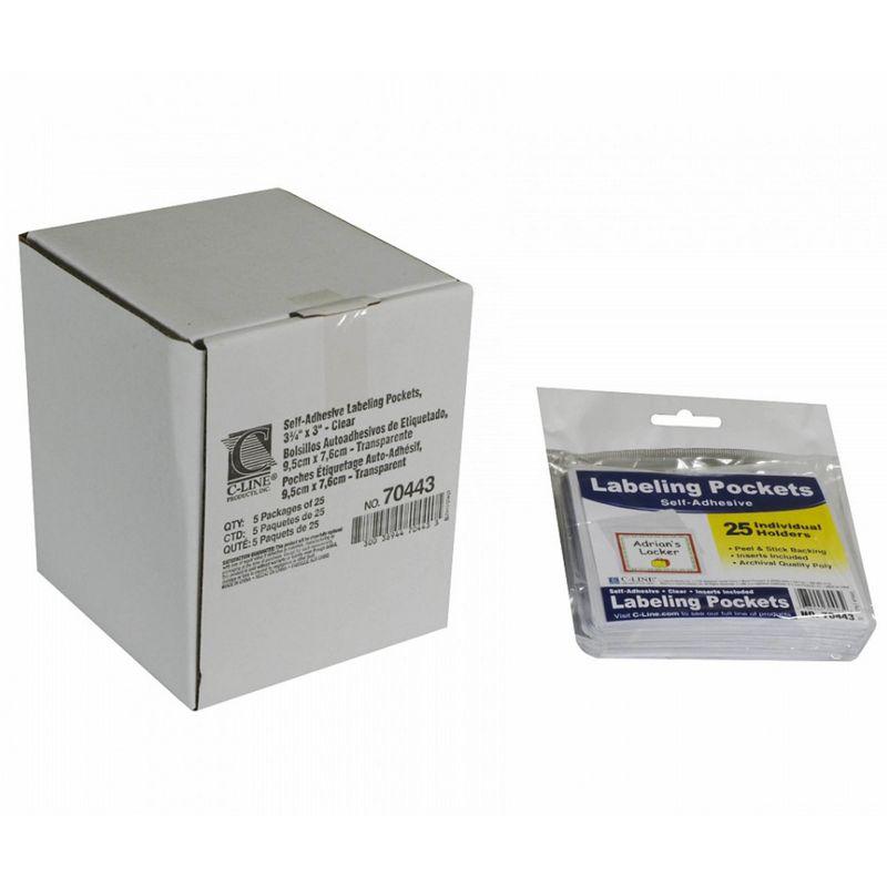 C-Line® Self Adhesive Labeling Pockets with Inserts, 25 Per Pack, 2 Packs