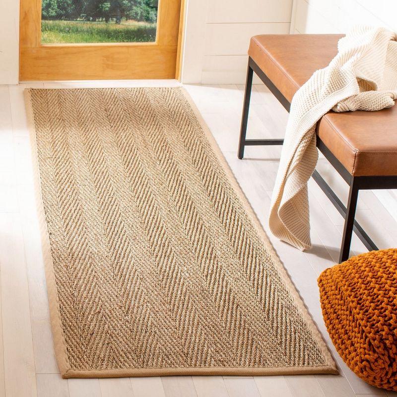 Gray Handwoven Natural Fiber Area Rug with Cotton Border