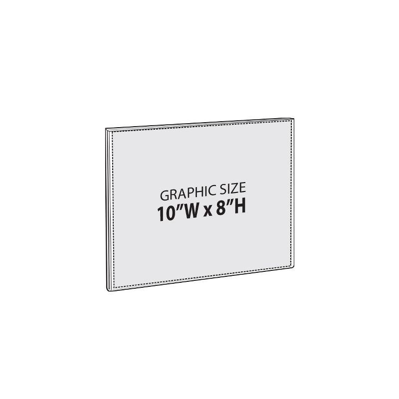 Azar Displays Clear Acrylic Magnet Back Sign Holder Frames 10" W x 8" H - Landscape / Horizontal, 2-Pack (Set of 2)