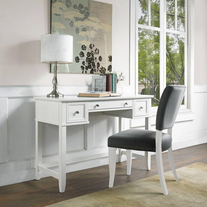 White Wood Coastal Desk with Drawer and Keyboard Tray