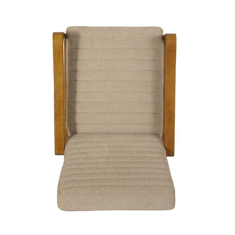 Munro Contemporary Fabric Channel Stitch Pushback Recliner Sand/Teak - Christopher Knight Home: Mid-Century Design, Rubberwood Frame