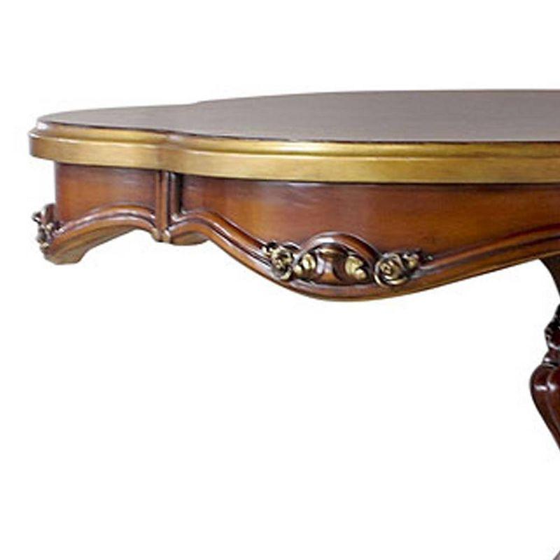 Acme Furniture 48" Picardy Accent Table Honey Oak: Elegant Scrollwork, No Assembly, Spot Clean, Wood Frame