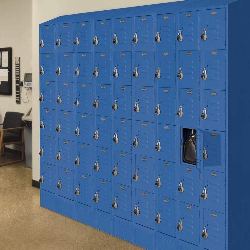 Blue Six-Tier Freestanding Metal Locker, 78" High