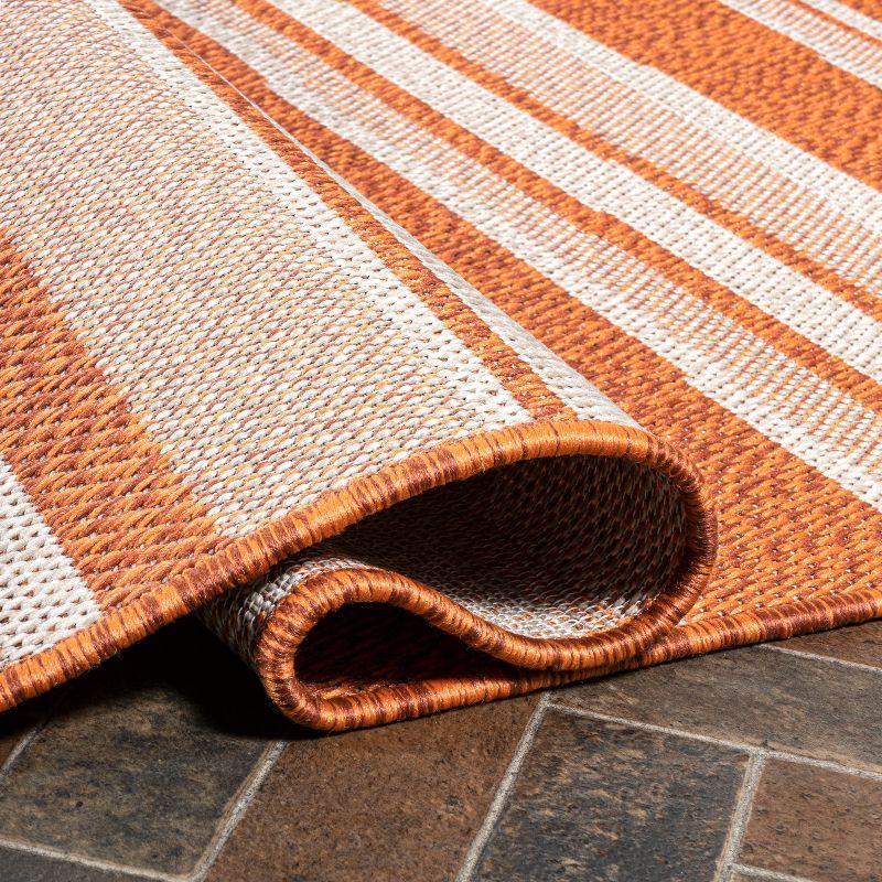 2' x 8' Castara Wavy Stripe Modern Indoor/Outdoor Runner Rug, Orange/Cream - JONATHAN Y