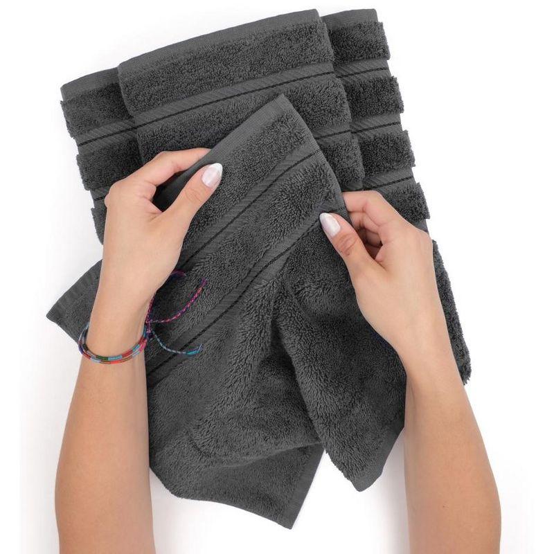 American Soft Linen Salem 6 Piece Towel Set, 100% Cotton Bath Towels for Bathroom, Dark Gray
