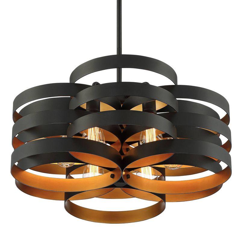 Zia Black Gold 28" Wide Modern Industrial 6-Light Chandelier