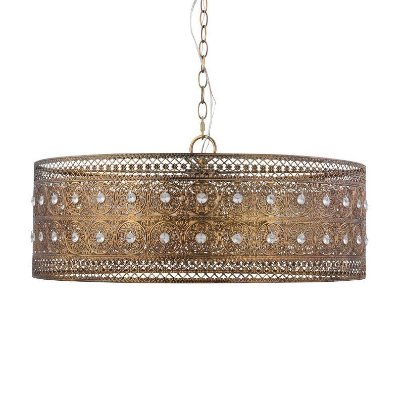 23.5" 3-Light Bryar Chandelier Brass/Crystal - River of Goods: UL Listed, Adjustable Height, Metal & Crystal Drum