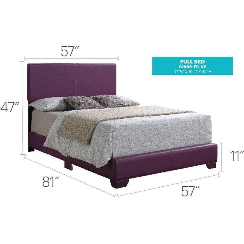 Passion Furniture Aaron Purple Upholstered Full Panel Bed
