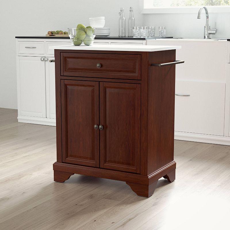 Mahogany and White Granite Top Kitchen Island Cart