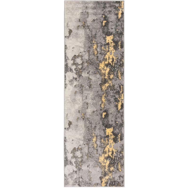 Gray and Yellow Abstract Runner Rug 2'6" x 18'