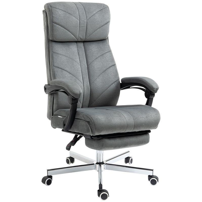 Vinsetto High-Back Ergonomic Office Chair with Footrest, Microfiber Computer Chair with Reclining Function and Armrest, Executive Office Chair, Gray