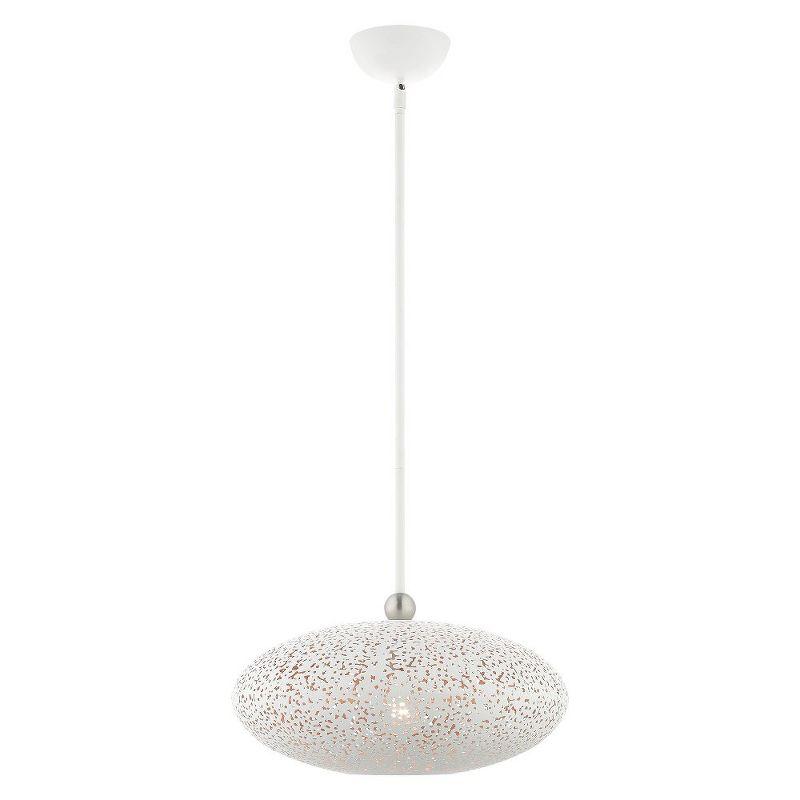 Livex Lighting Charlton 1 - Light Pendant in  White/Brushed Nickel