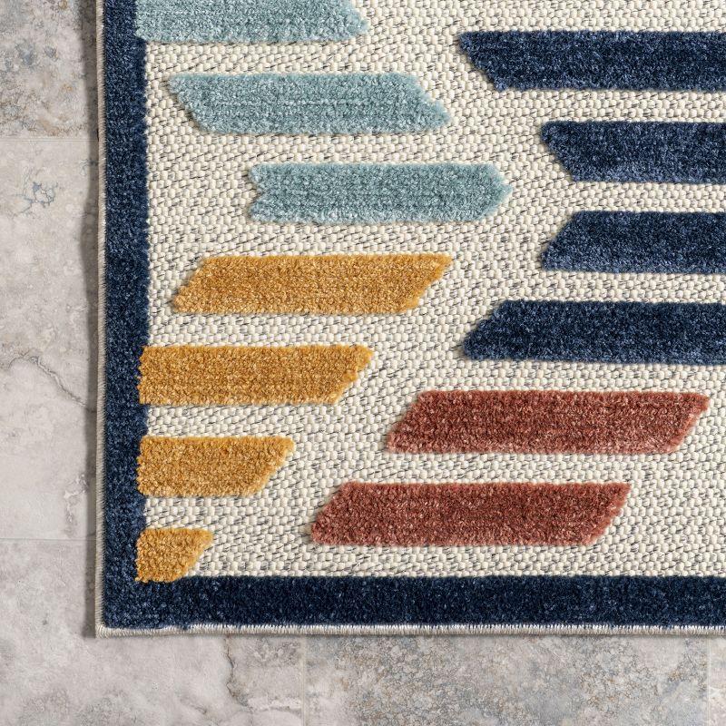 Nuloom Brinn Geometric Striped Indoor/Outdoor Patio Area Rug 5x7, Blue