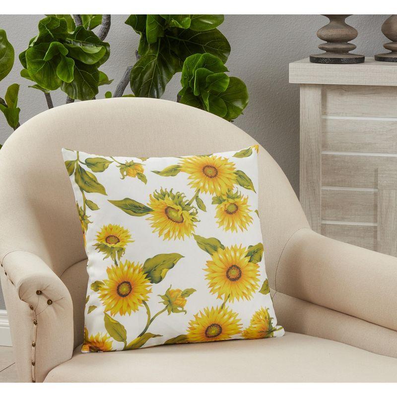 Saro Lifestyle Sunflower  Decorative Pillow Cover, Yellow, 18"x18"