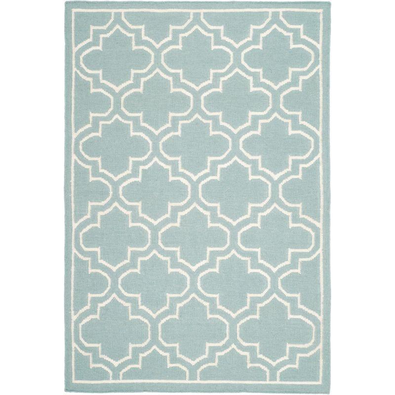 Dhurries DHU625 Hand Woven Area Rug - Blue/Ivory - 4'x6' - Safavieh.