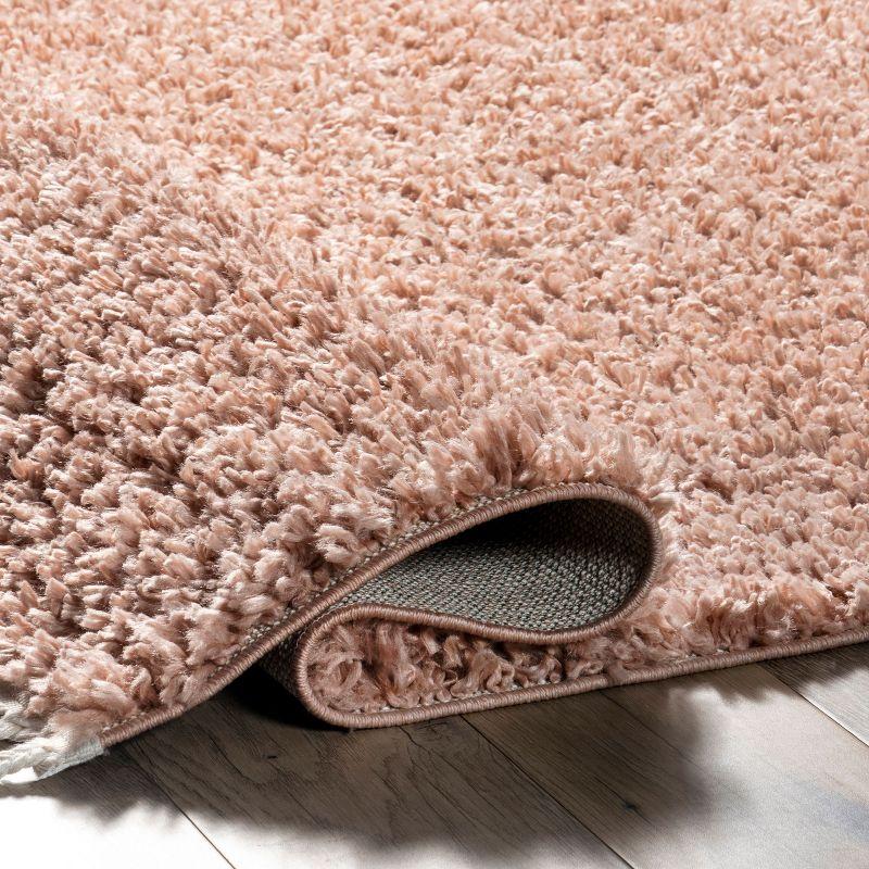 Nuloom Neva Solid 8x11 Shag Indoor Area Rug for Living Room Bedroom Dining Room Nursery, Blush/Ivory