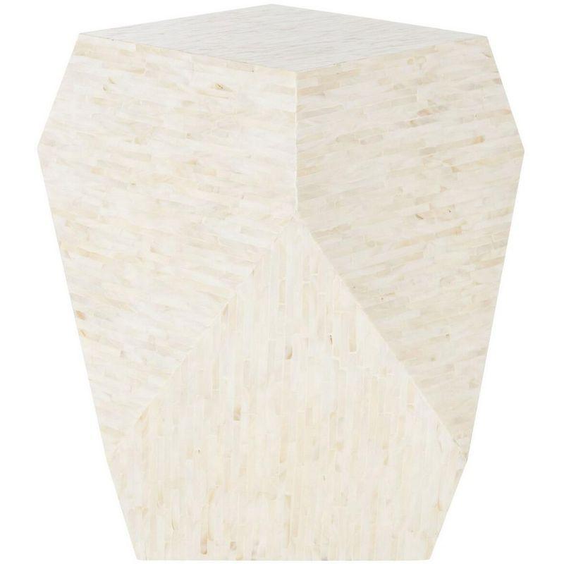 Beige Faux Mother of Pearl Geometric Side Table