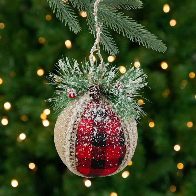 Plaid with Burlap Christmas Ball Ornaments 6" (152mm)