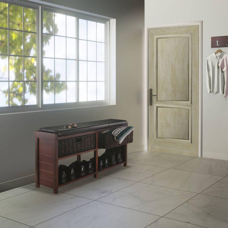 Colin Entryway Storage Bench with Cushion Cappuccino - Winsome: Upholstered Wool, Wood Legs, Spot Clean