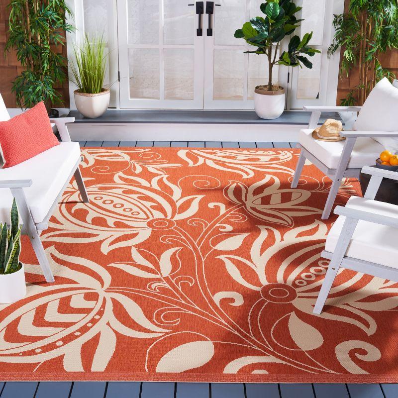 Courtyard CY2961 Power Loomed Indoor and Outdoor Area Rug - Terracotta/Natural - 6'7"x6'7" - Safavieh