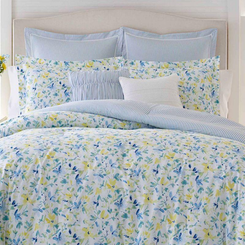 Laura Ashley Nora Blue Cotton Comforter Bonus Set