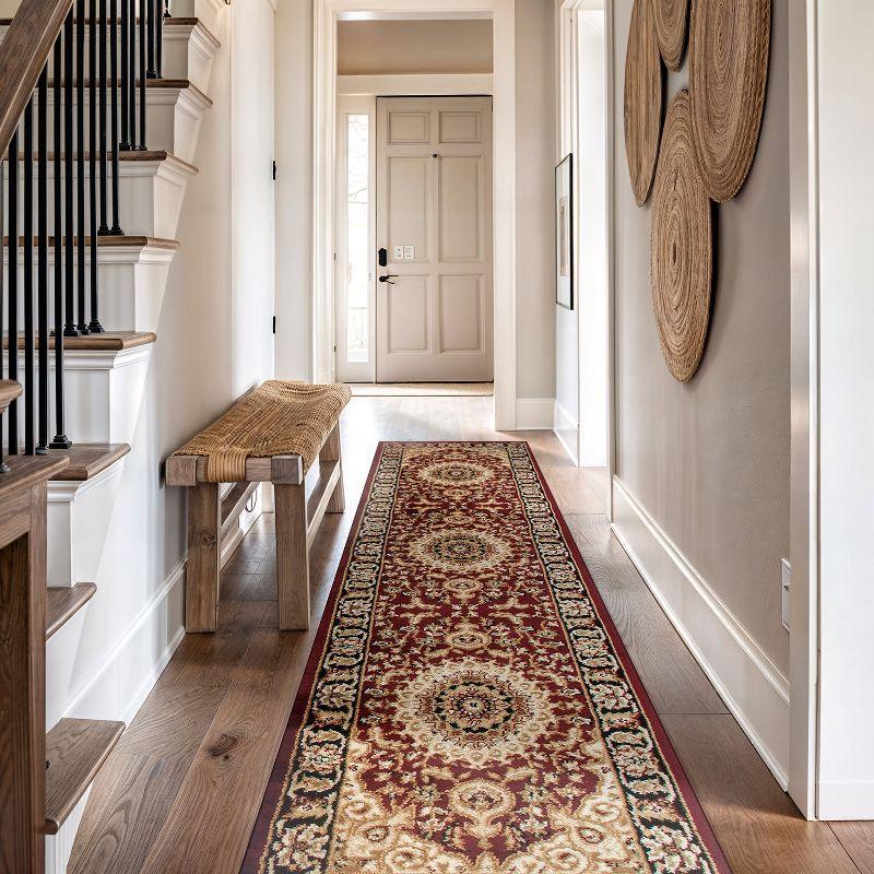 World Rug Gallery Traditional Oriental Medallion Area Rug - BURGUNDY 2'7"x10'