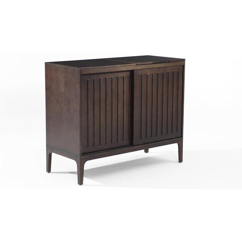 Asher Record Storage Media Console Dark Brown - Crosley: Sliding Doors, Adjustable Shelving, Vinyl Organizer