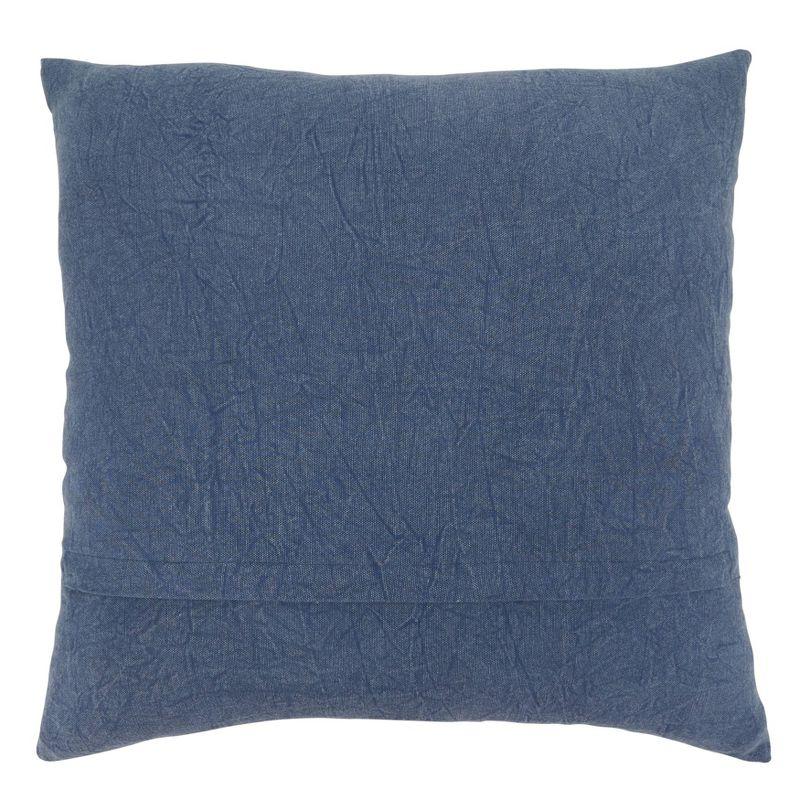 20" Navy Embroidered Floral Cotton Square Throw Pillow