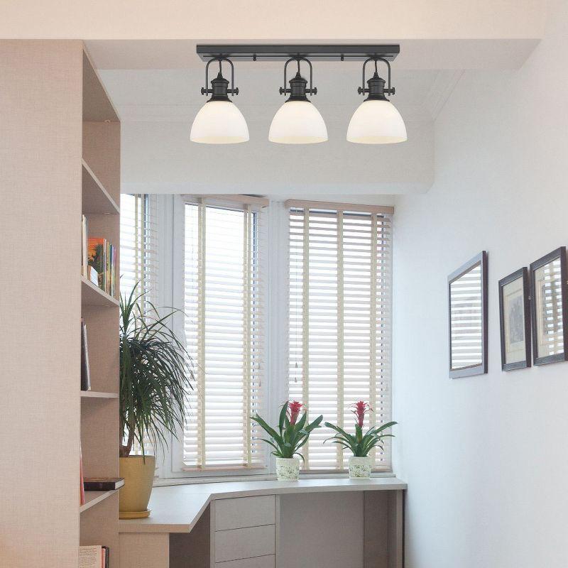 Golden Lighting Hines 1-Light Semi-flush in Matte Black with Opal Glass