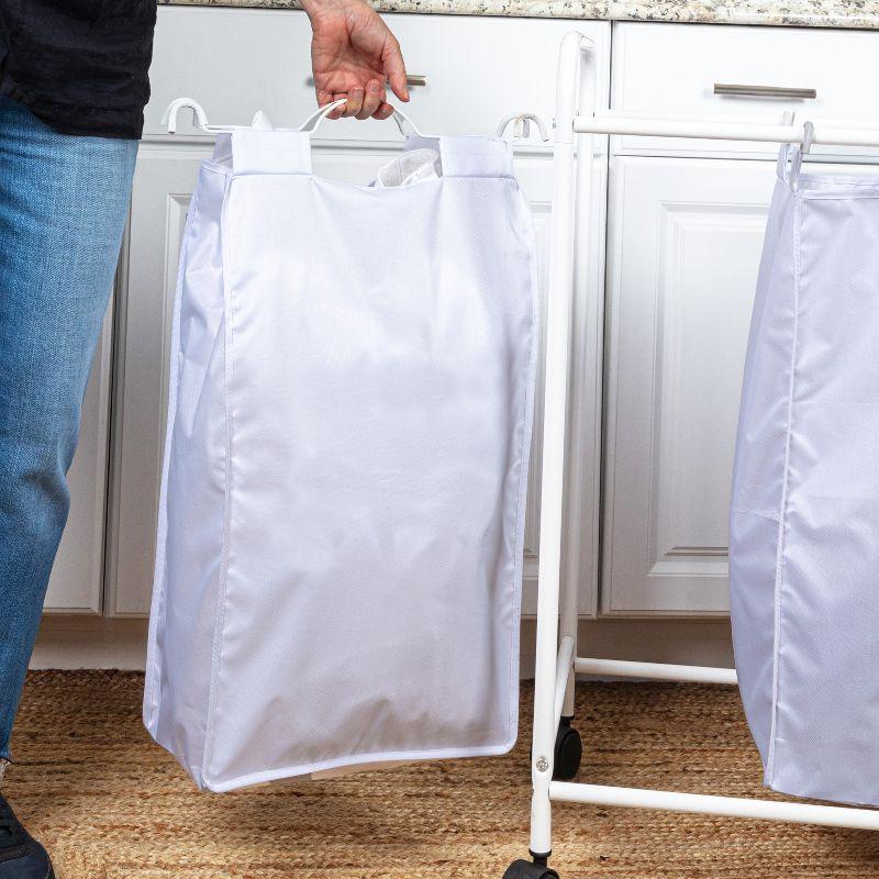 Rolling Laundry Sorter, 4 Bag Laundry Sorter Cart with Washable and Removable Bags, White