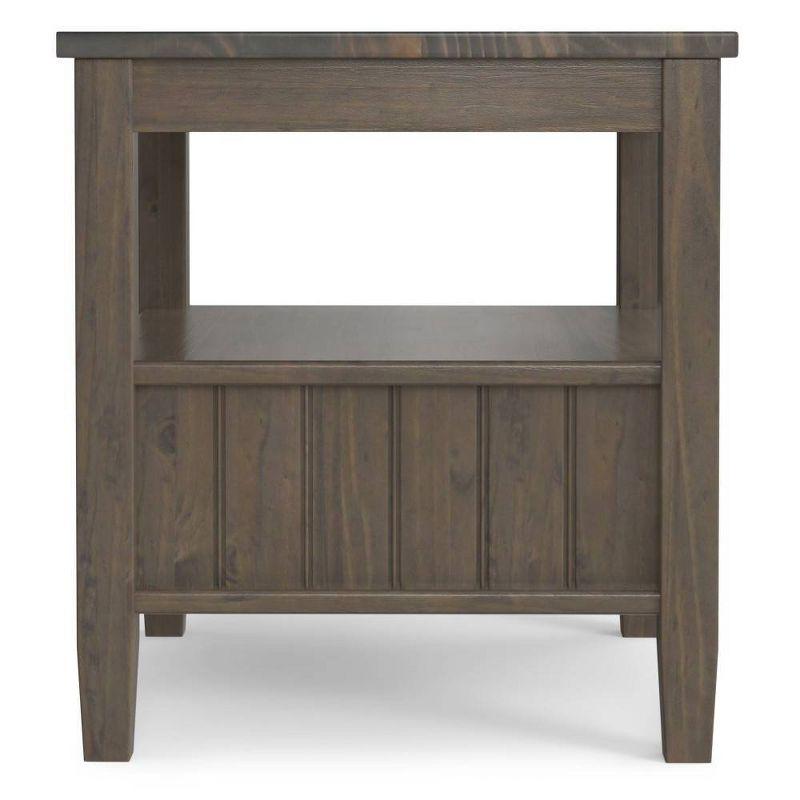 WyndenHall Rowan End Table with Bottom Drawer Smoky Brown: Transitional Style, Square Side Table with Fixed Shelf