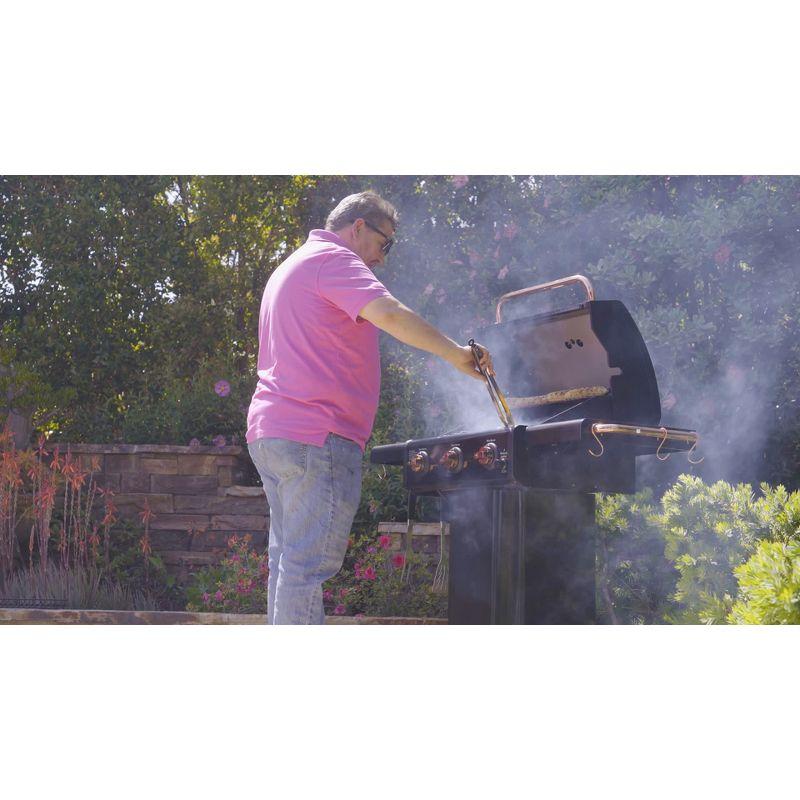 Kenmore 3-Burner Propane Gas Grill with Foldable Side Tables for Outdoor BBQ