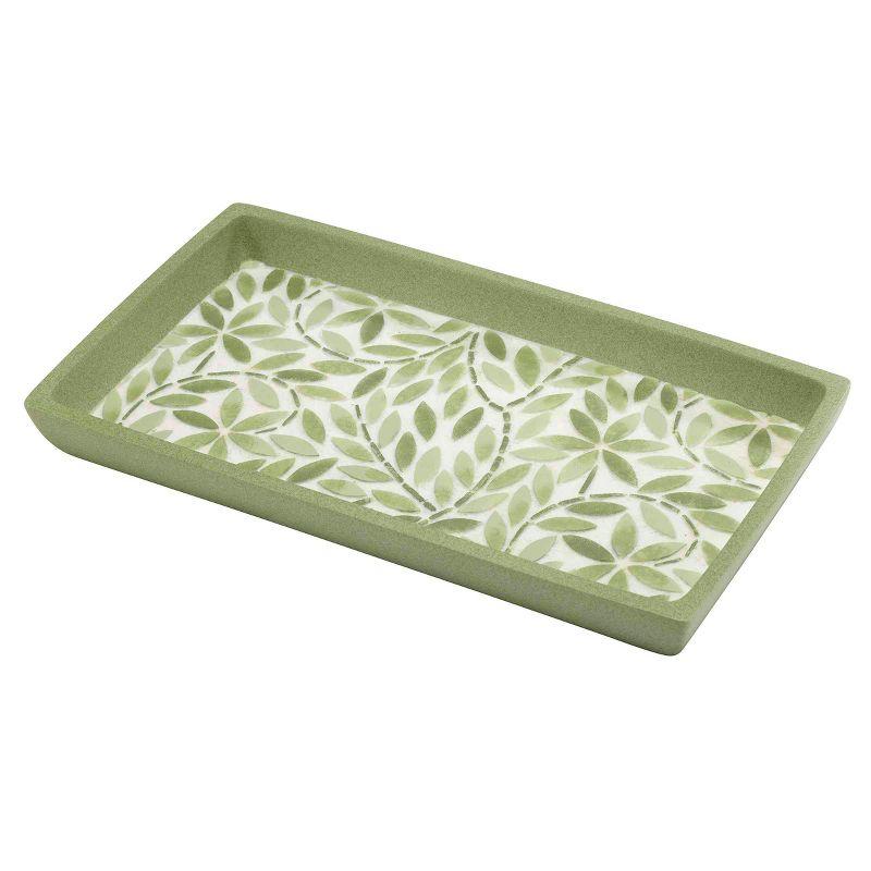 Green Leaf Pattern Resin Vanity Tray