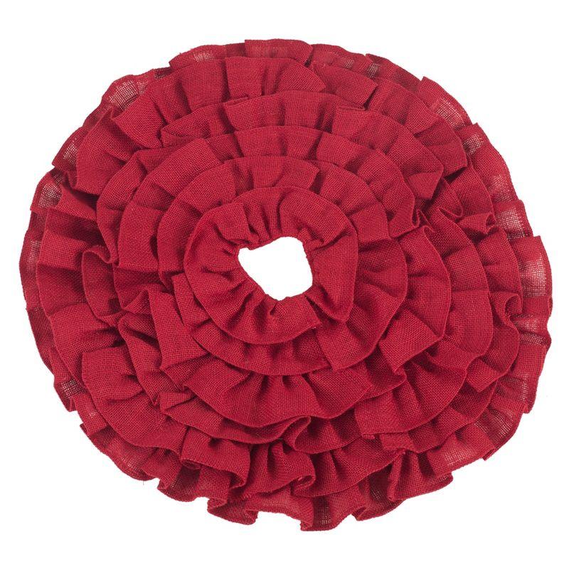 Red Jute Ruffled Christmas Tree Skirt, 84 inches