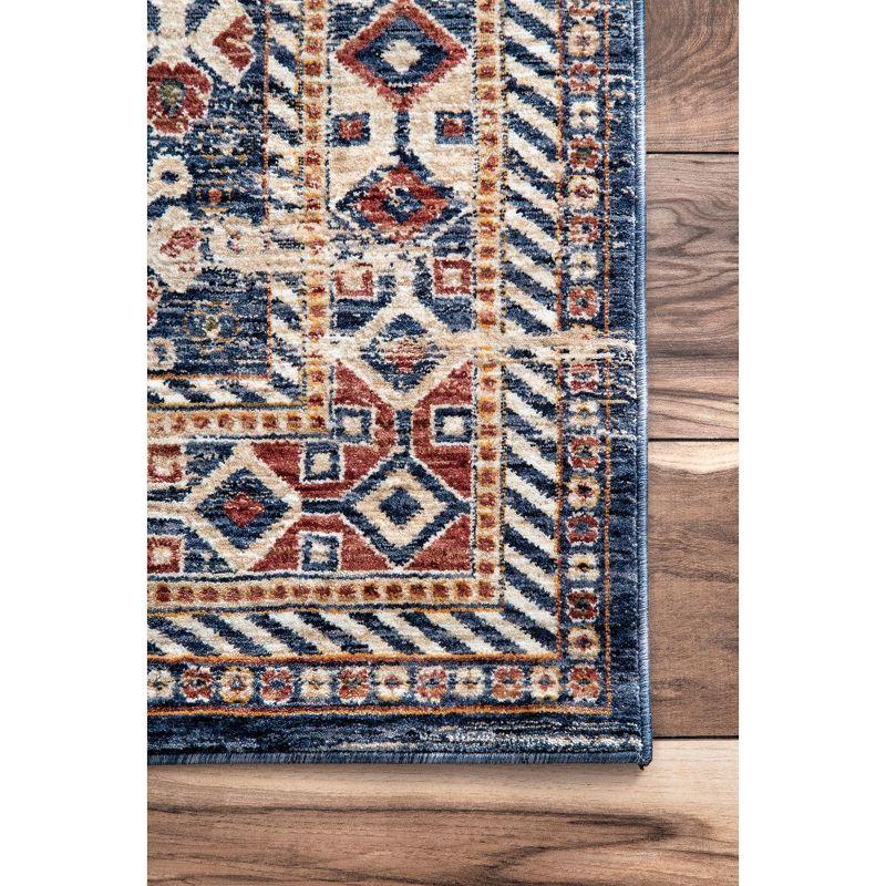 Idalia Vintage Overdyed Blue Rectangular 5' x 8' Area Rug