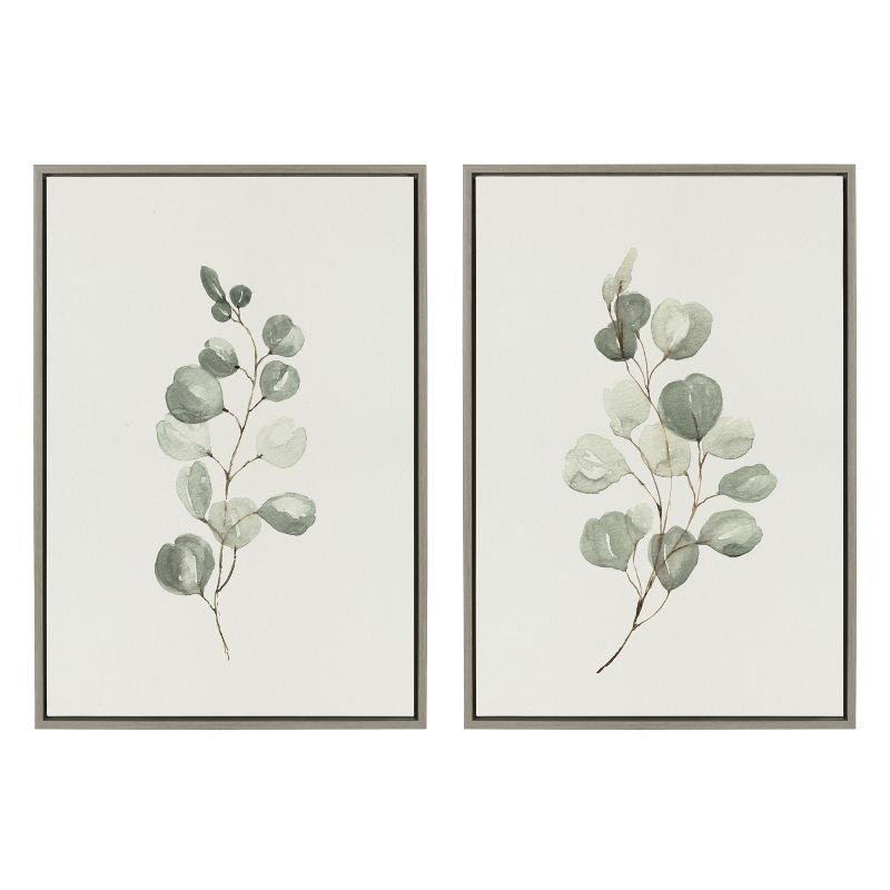 Kate and Laurel Sylvie Eucalyptus Framed Canvas Set by Maja Mitrovic of Makes My Day Happy